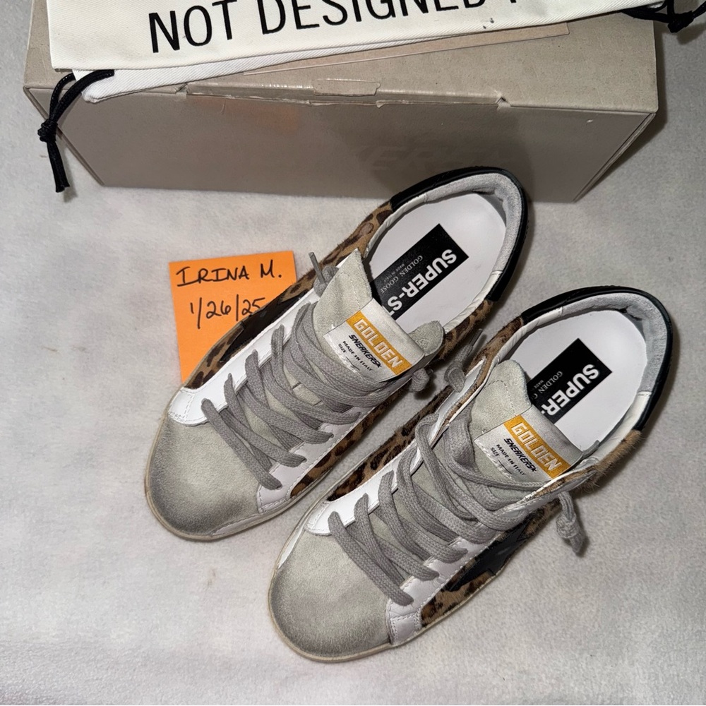 GOLDEN GOOSE Suede Toe Leopard Superstar Size 39 (US Women’s 8.5) New in Box - Picture 5 of 16